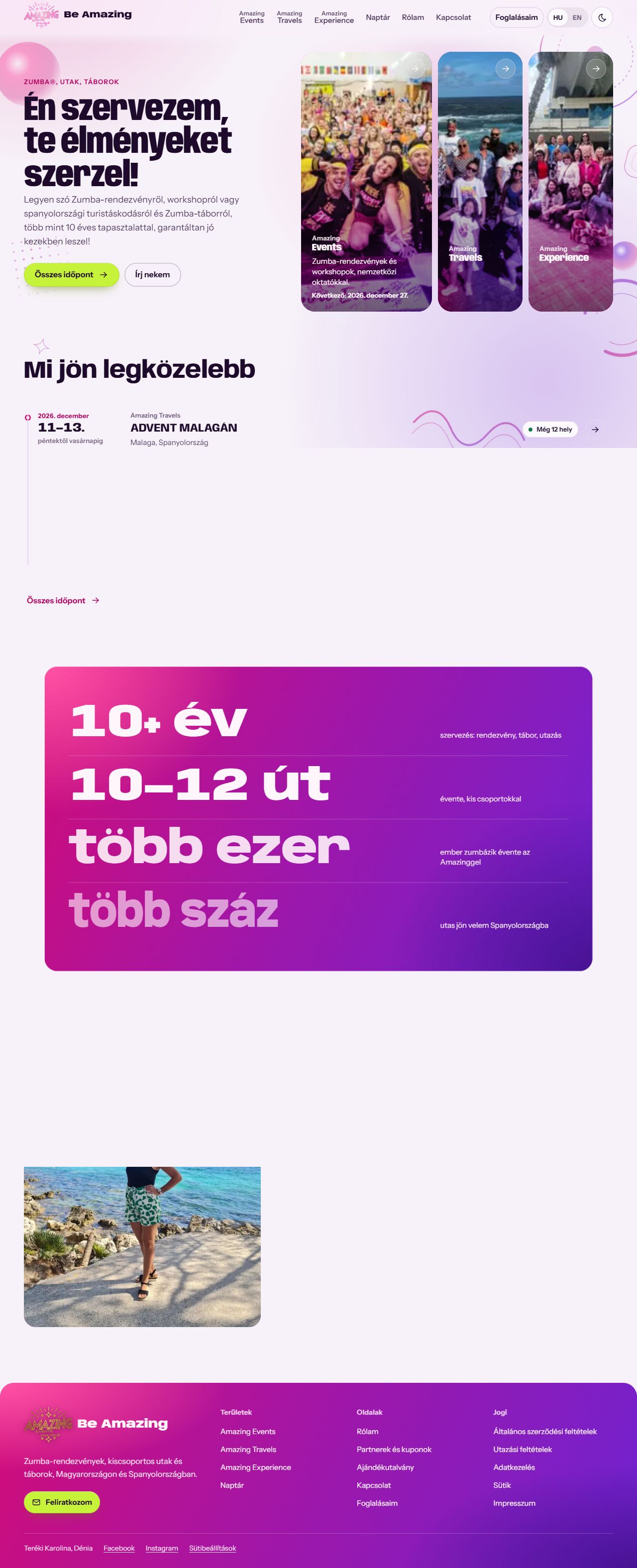 A Be Amazing oldal teljes egészében